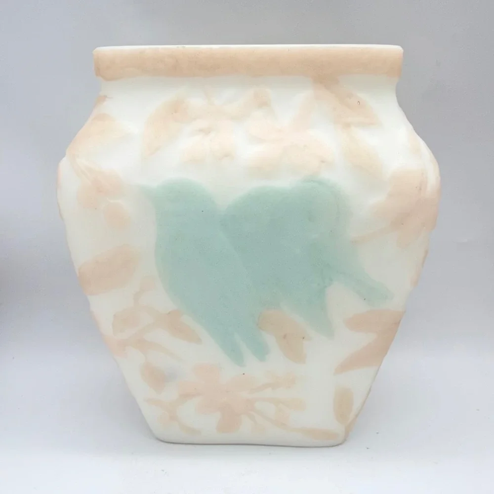 Consolidated Phoenix Glass Love Birdsl Satin Vase Art Deco 2 of 2